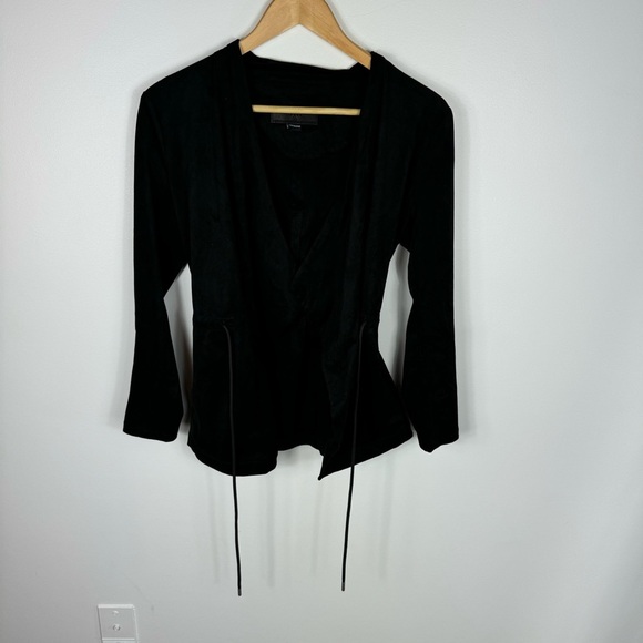 Blank NYC Black Waterfall Moto Faux Suede Tie Waist Jacket Size XS - Picture 2 of 7